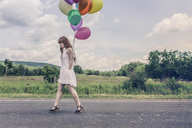 Woman with Baloons