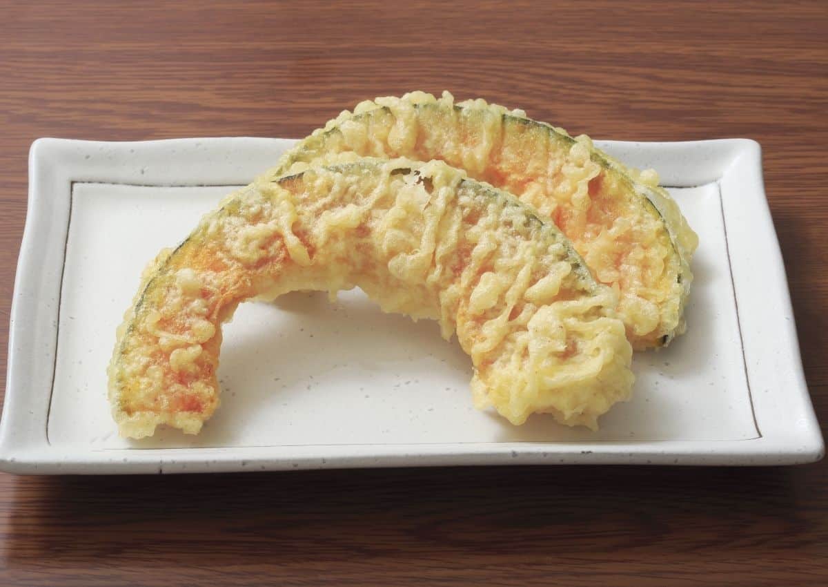 Kobacha pumpkin tempura with spicy miso dressing