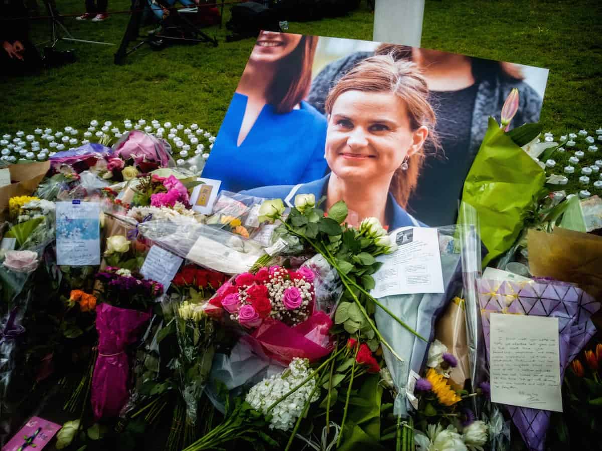 Memorial site for Jo Cox MP at Parliament Square in London.