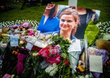 Photos taken at the memorial site for Jo Cox MP at Parliament Square in London.