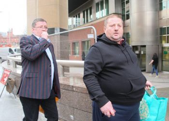 Left Wayne Dunn and  right Irvin Dunn at Sheffield Court. See Ross Parry story RPYCROOK; A crook who orchestrated a £1 million illegal cigarette, tobacco and alcohol business from his prison cell has been ordered to pay back just £3,000.
