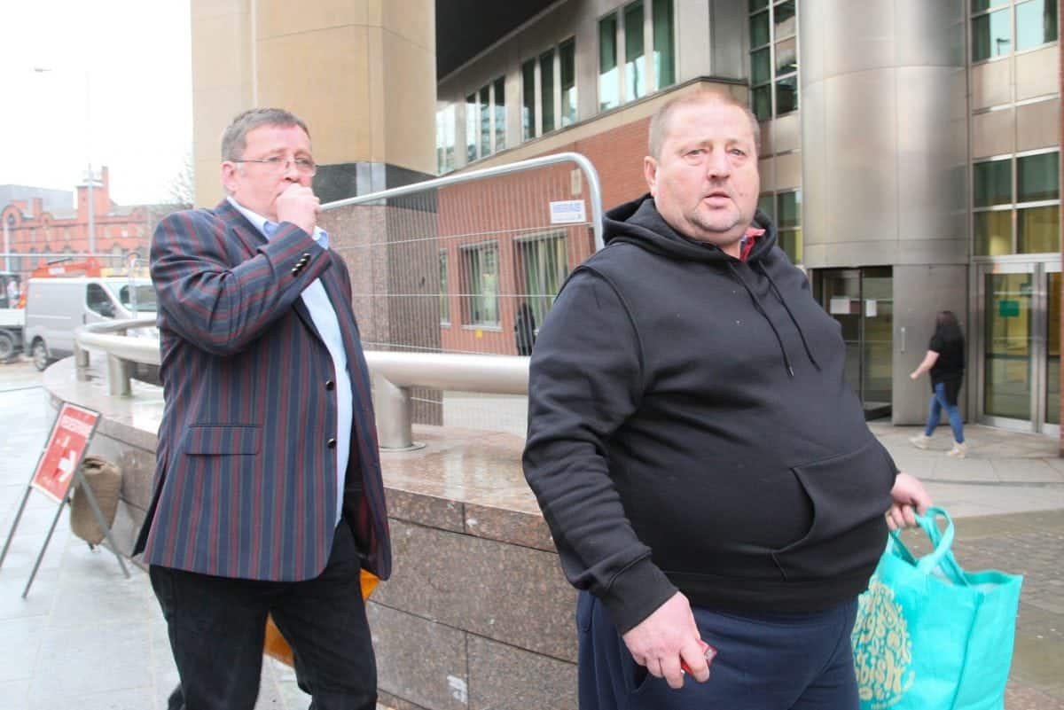 Left Wayne Dunn and  right Irvin Dunn at Sheffield Court. See Ross Parry story RPYCROOK; A crook who orchestrated a £1 million illegal cigarette, tobacco and alcohol business from his prison cell has been ordered to pay back just £3,000.