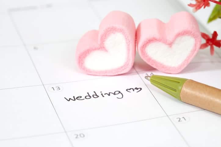 wedding plan on calendar and heart shape