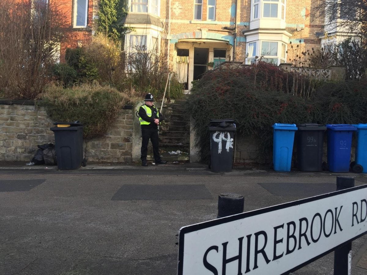 A house was raided in Shirebrook Road, Meersbrook, this morning. See Ross Parry story RPYBLAST; Four men have been arrested today (Tues) on suspicion of plotting terror attacks. The men, a 22-year-old, a 36-year-old and a 41-year-old all from Sheffield, South Yorks., and a 31-year-old from Chesterfield, Derbys., were each arrested at their own homes on suspicion of being concerned in the commission, preparation or instigation of acts of terrorism. One of the houses raided was in Shirebrook Road, Sheffield, where locals claim they heard an explosion at around 5.30am. Residents said police officers then arrived at the scene and carried out a search. The house is being guarded by police. Police confirmed all the properties are currently being searched. The men have been taken to a police station in West Yorkshire for questioning.