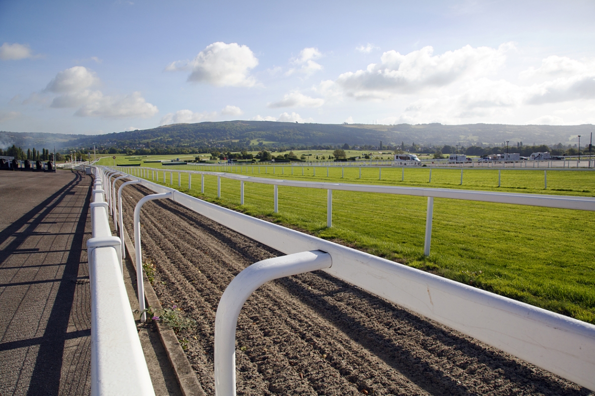 Cheltenham Racecourse in the early morning.