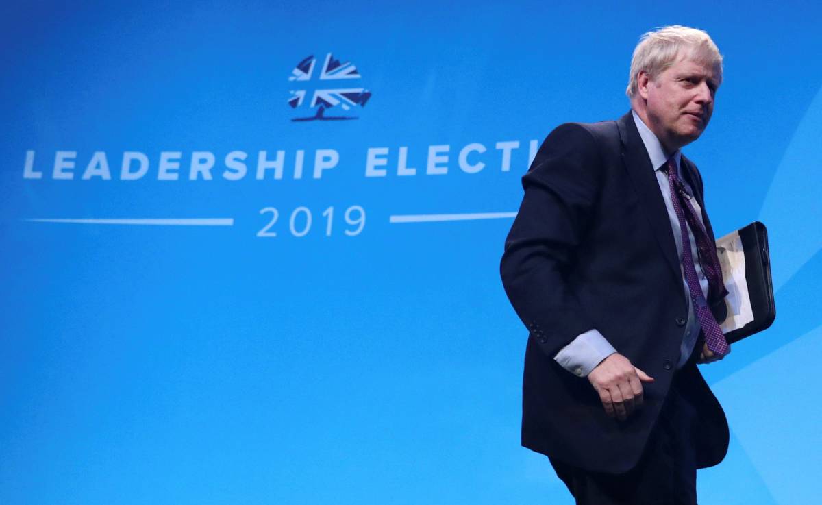 Boris Johnson, a leadership candidate for Britain's Conservative Party, leaves a hustings event in Birmingham, Britain, June 22, 2019. REUTERS/Hannah McKay