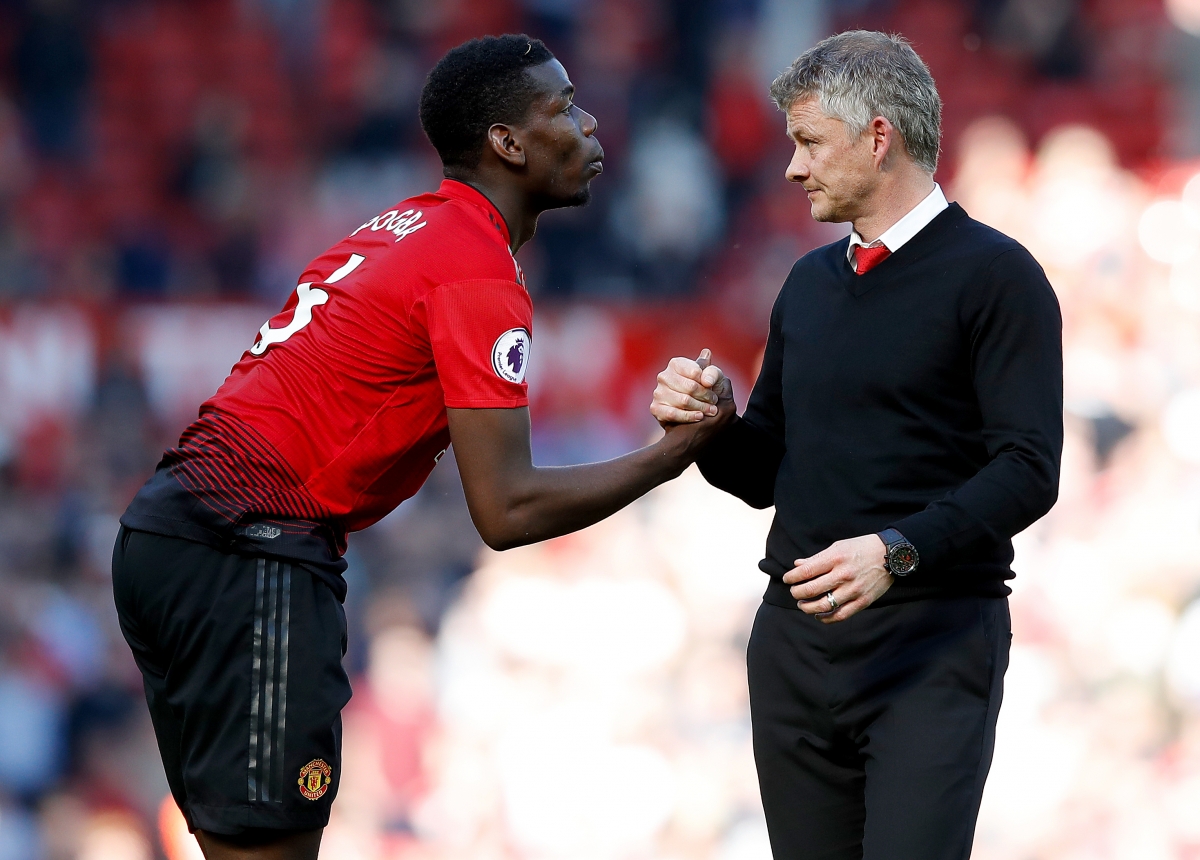 File photo dated 12-05-2019 of Manchester United manager Ole Gunnar Solskjaer (right) with Paul Pogba