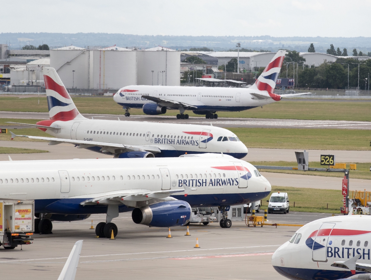 British Airways aircraft at London's Heathrow airport. Credit;PA