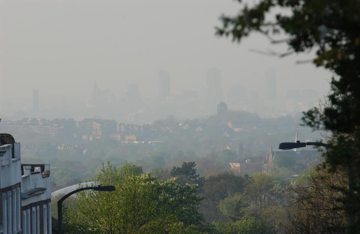 Smog over the London skyline.