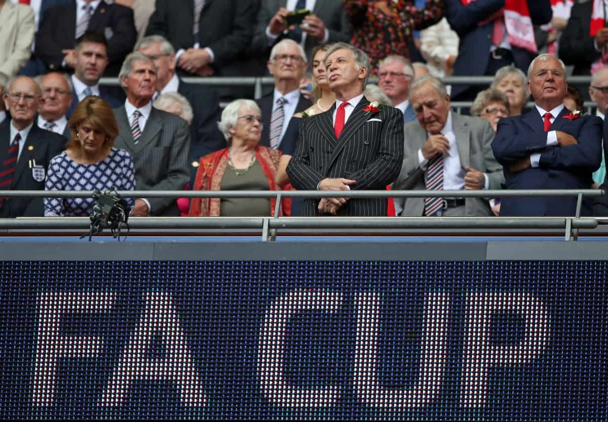 Arsenal majority owner Stan Kroenke with Arsenal Chairman Chips Keswick (right) during the Emirates FA Cup Final at Wembley Stadium, London.