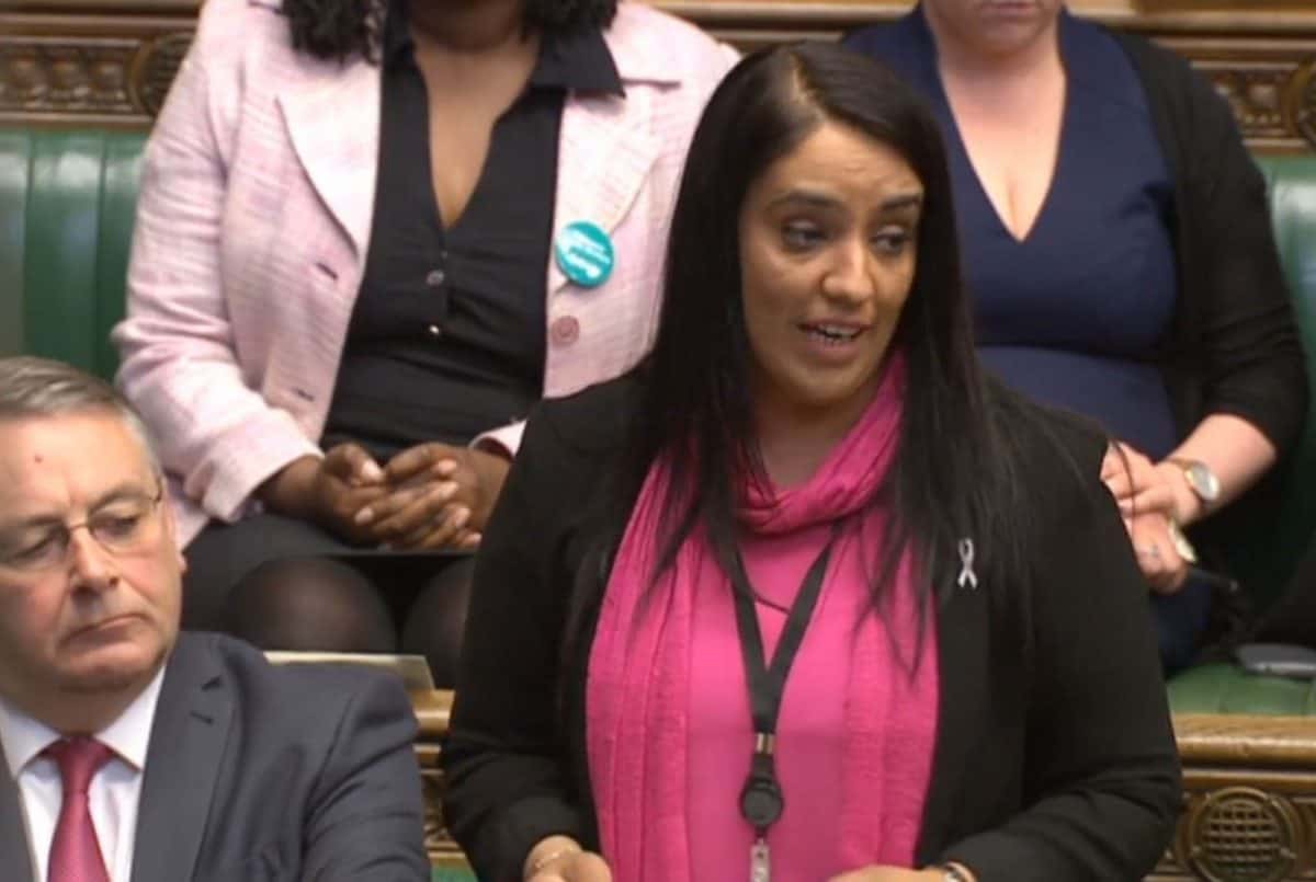 Labour MP Naz Shah as she tells the House of Commons in London that she "wholeheartedly apologises" for words she used in a Facebook post about Israel.