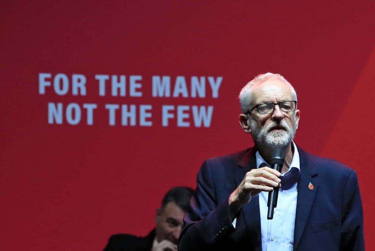Labour leader Jeremy Corbyn addresses a Labour rally at the o2 Academy in Manchester, while on the General Election campaign trail.