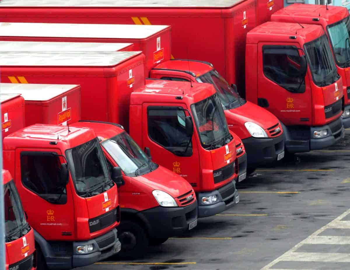Postal vans at the Royal Mail Mount Pleasant Sorting Office, in Clerkenwell, London. Credit;PA