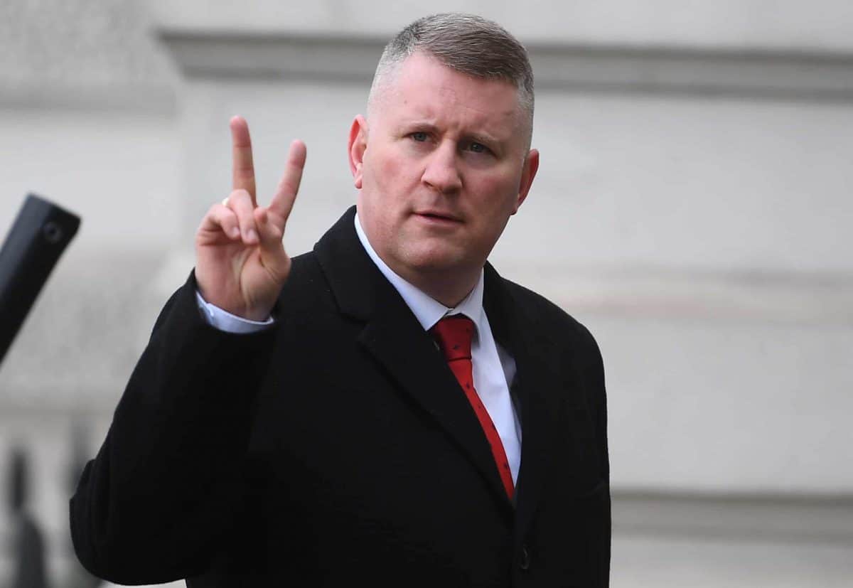 Britain First leader Paul Golding arriving at Westminster Magistrates' Court, London, where he is charged with failing to comply with a duty under schedule 7 of the Terrorism Act after refusing to give counter-terror officers access to his electronic devices when he was stopped at Heathrow Airport on his way home from a trip to Russia to see the parliament.