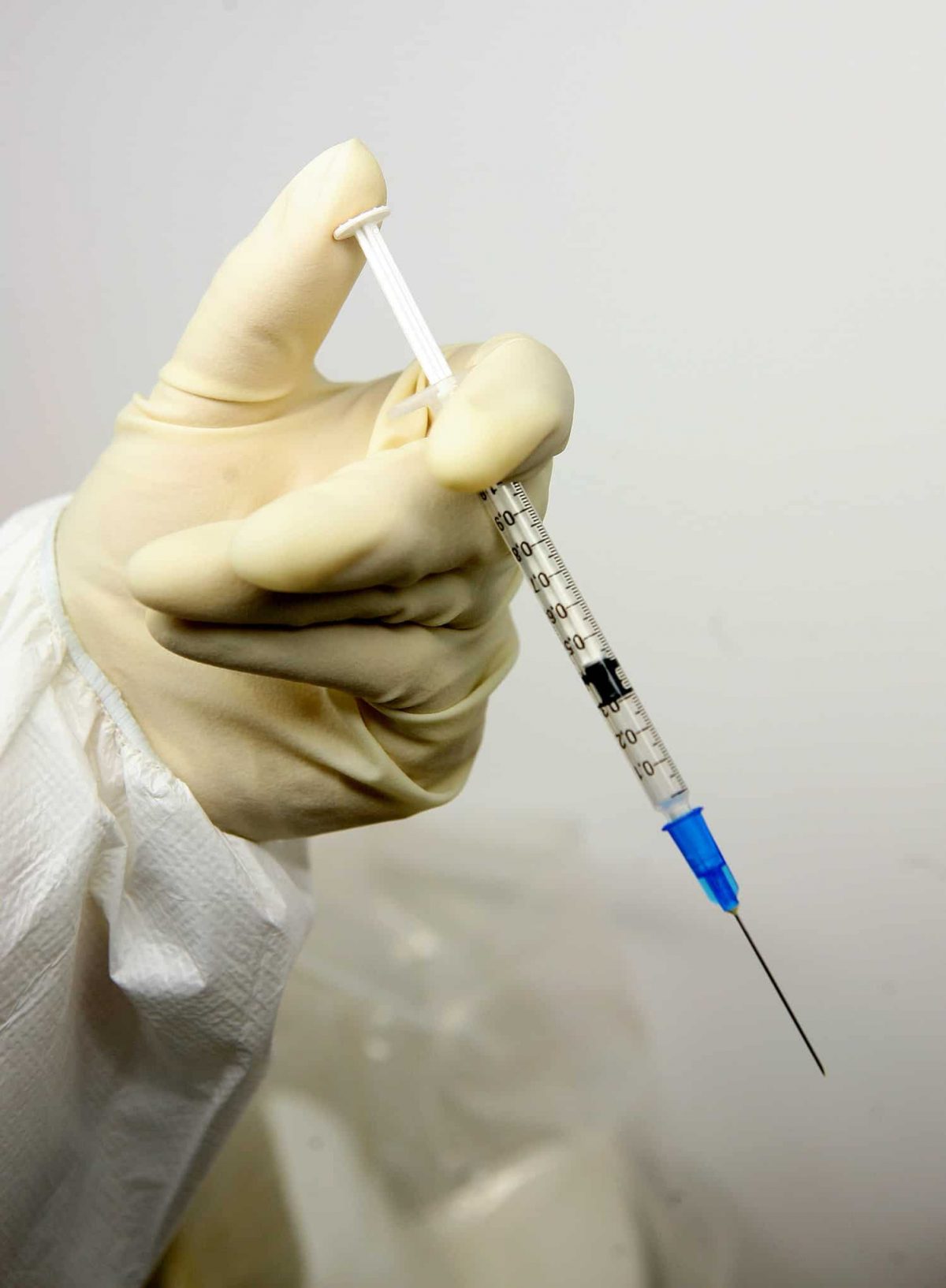 A general view of a hypodermic needle.