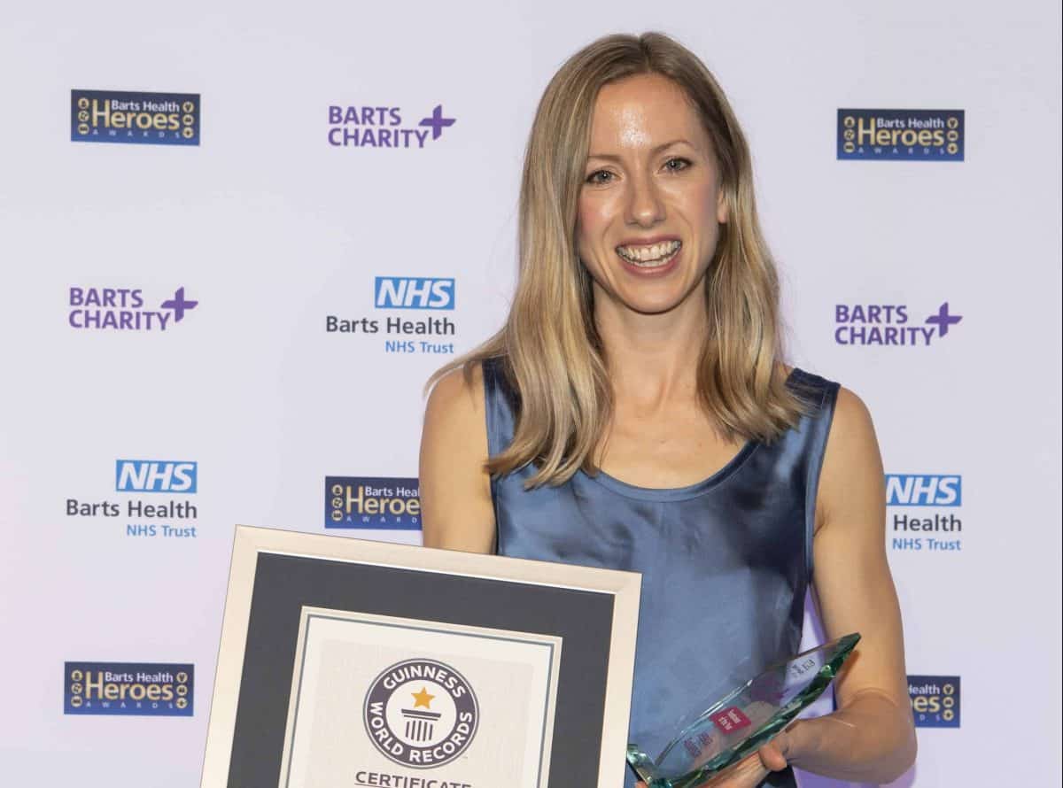 Jessica Anderson is presented a Guinness World Record and Fundraiser Individual Barts Charity Award at the Barts Health Heroes Awards Ceremony, Wednesday 12th February 2020. The Brewery, 52 Chiswell Street, London. Picture: Jon Buckle