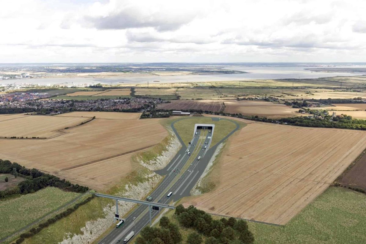 Undated handout artists impression issued by Highways England of how the southern portal of the Lower Thames Crossing, in Kent will look, as plans for a new multi-million pound road tunnel beneath the Thames have been updated, to boost capacity.