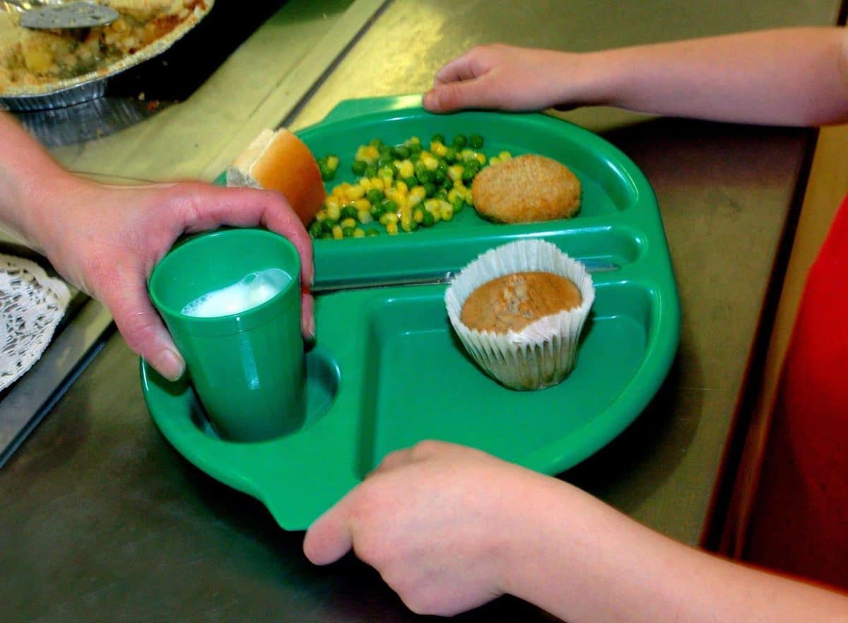 File photo dated 28/08/09 of a school meal being served as around 900,000 children from low-income families will lose their right to free school meals under proposals unveiled in the Conservative manifesto, an educational think tank has warned.