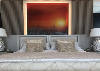 Bedroom with wall frame