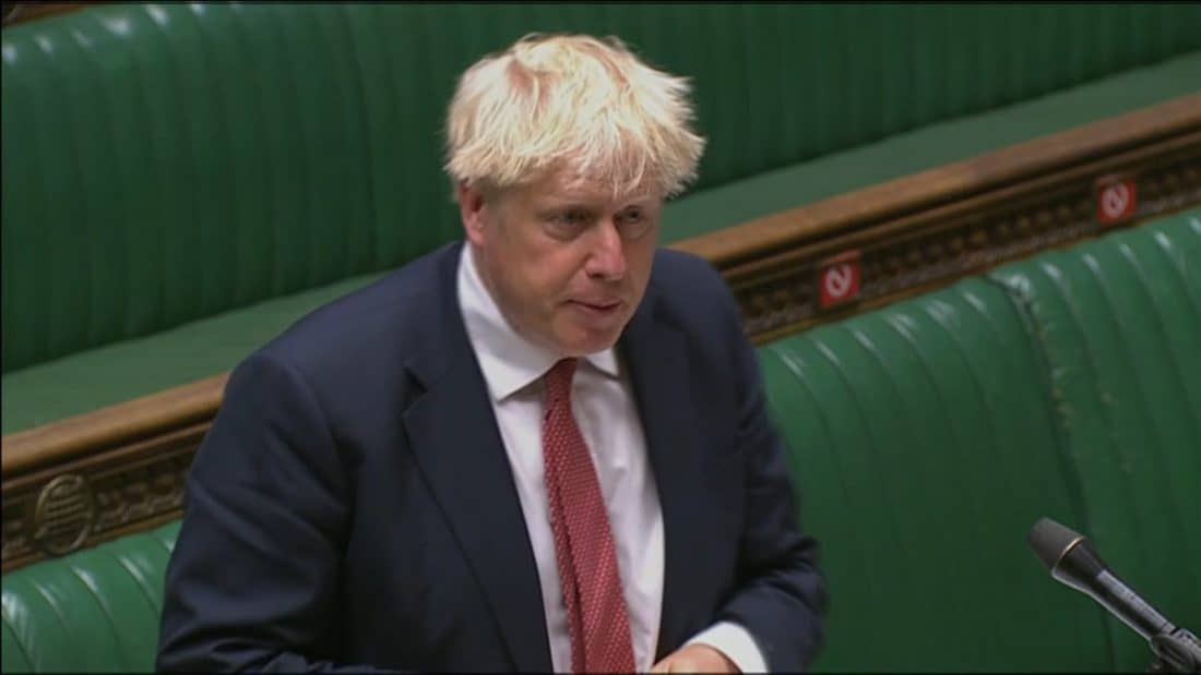 Prime Minister Boris Johnson speaks during Prime Minister's Questions in the House of Commons, London. Credit;PA