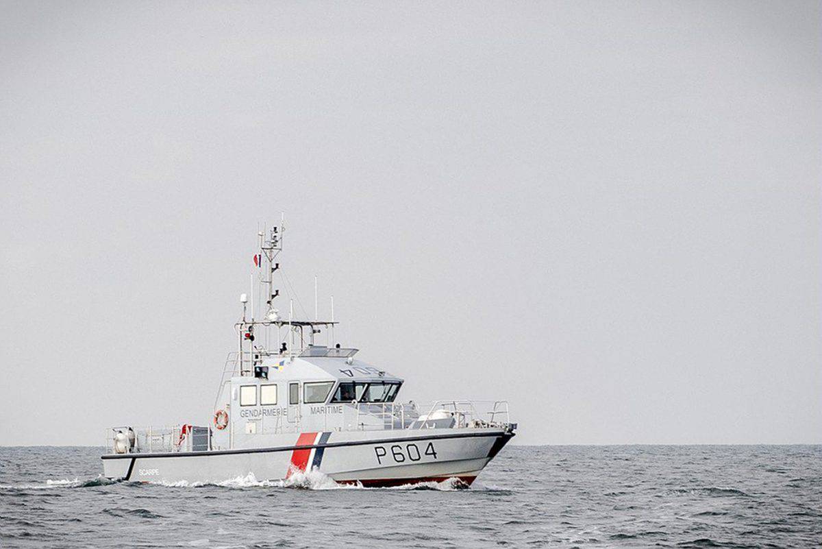 Undated handout photo issued by Marine Nationale of a French patrol boat as more migrants were picked up by French authorities in the English Channel on Friday.