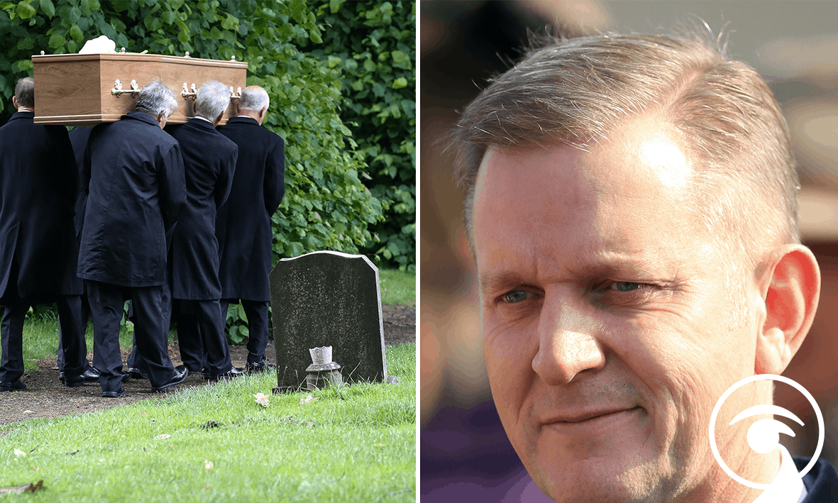 Pall-bearers carry the coffin of The Jeremy Kyle Show guest Steve Dymond