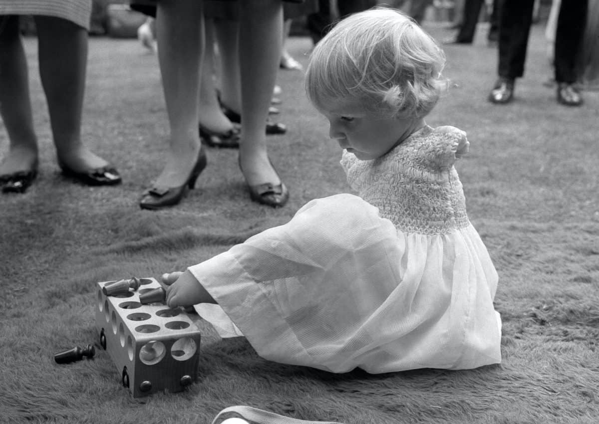 Phillipa Bradbourne, a baby born without arms as a result of Thalidomide, at a party in the 1960s (PA)