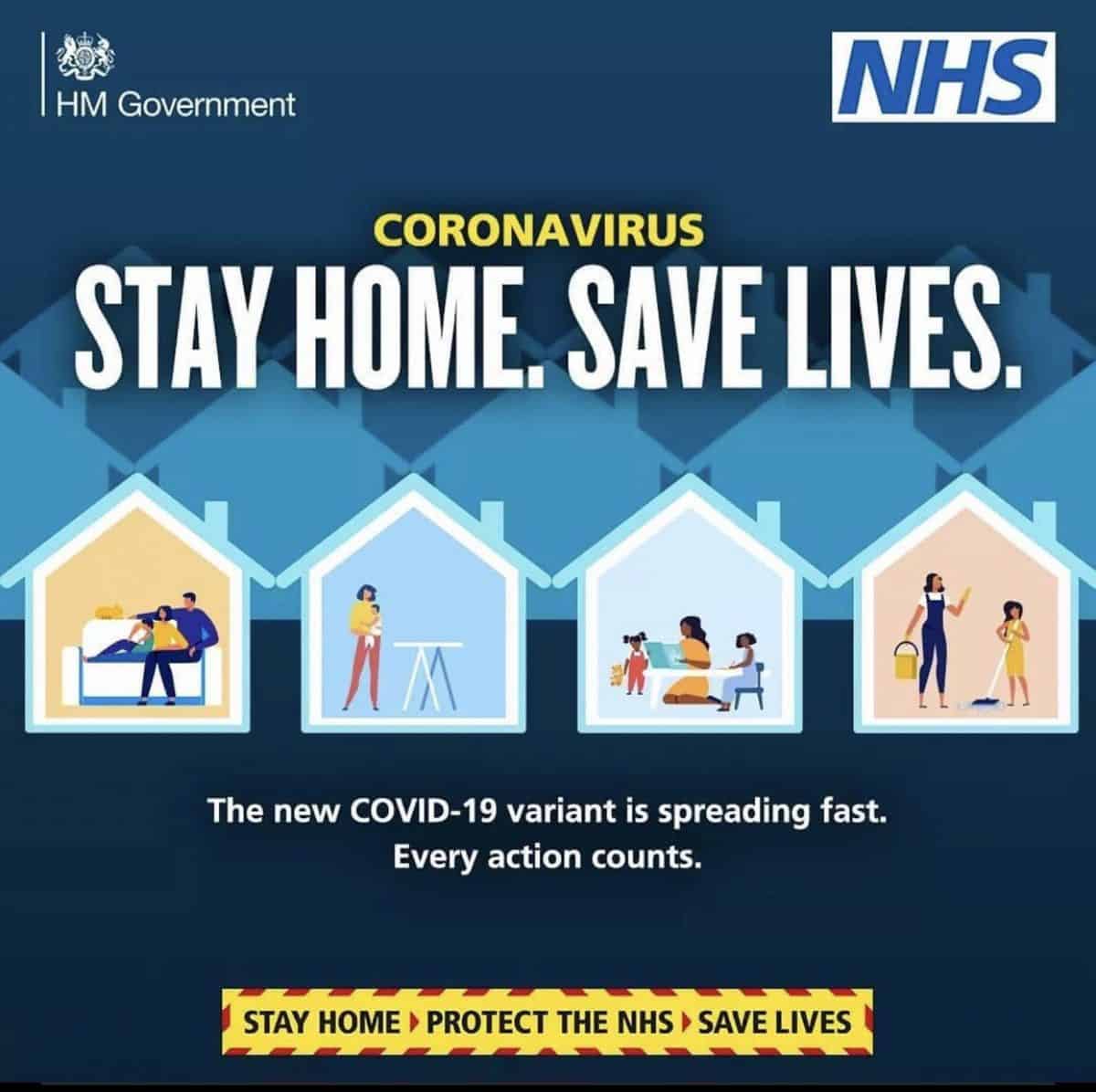 Grab from Twitter showing a "stay home, save lives" poster which has been withdrawn by the Government following a backlash over its apparently sexist depiction of women. The poster has been axed because it 'does not reflect' the Government's views. Issue date: Thursday January 28, 2021. Credit;PA