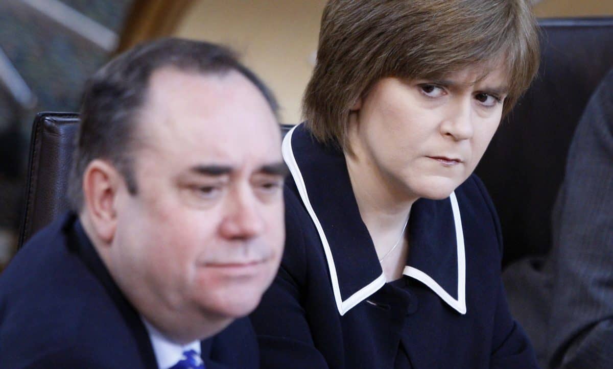 File photo dated 11/02/10 of the then First Minister Alex Salmond and then Deputy First Minister Nicola Sturgeon during First Minister's Questions at the Scottish parliament in Edinburgh. Former first minister Alex Salmond, giving evidence before the Committee on the Scottish Government Handling of Harassment Complaints , has said there has been "calculated and deliberate suppression of key evidence". Issue date: Friday February 26, 2021.