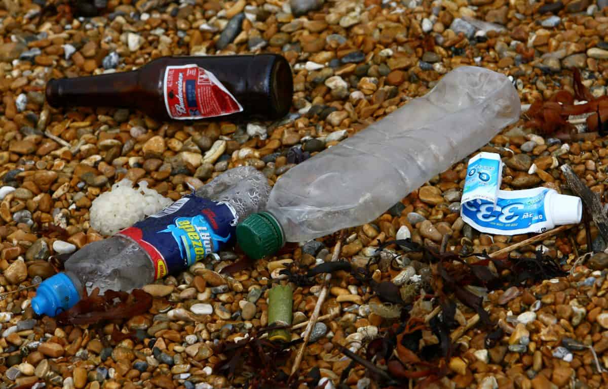 Rubbish left on a beach in Dover, Kent, as the amount of rubbish on the UK's beaches has reached its highest level ever, according to a survey. Credit;PA
