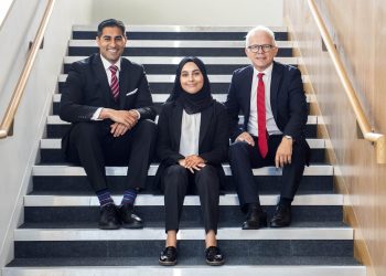 (L-R) NCS headteacher Mouhssin Ismail, student Ayesha Karim and City of London Academy CEO  Mark Emmerson. Credit;SWNS