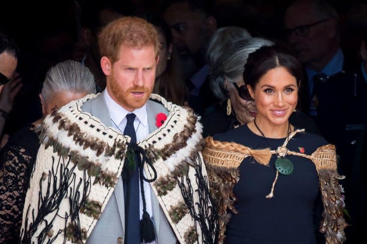 The Duke and Duchess of Sussex wear traditional Maori cloaks called Korowai during a visit to Te Papaiouru, Ohinemutu, in Rotorua, before a lunch in honour of Harry and Meghan, on day four of the royal couple's tour of New Zealand.
