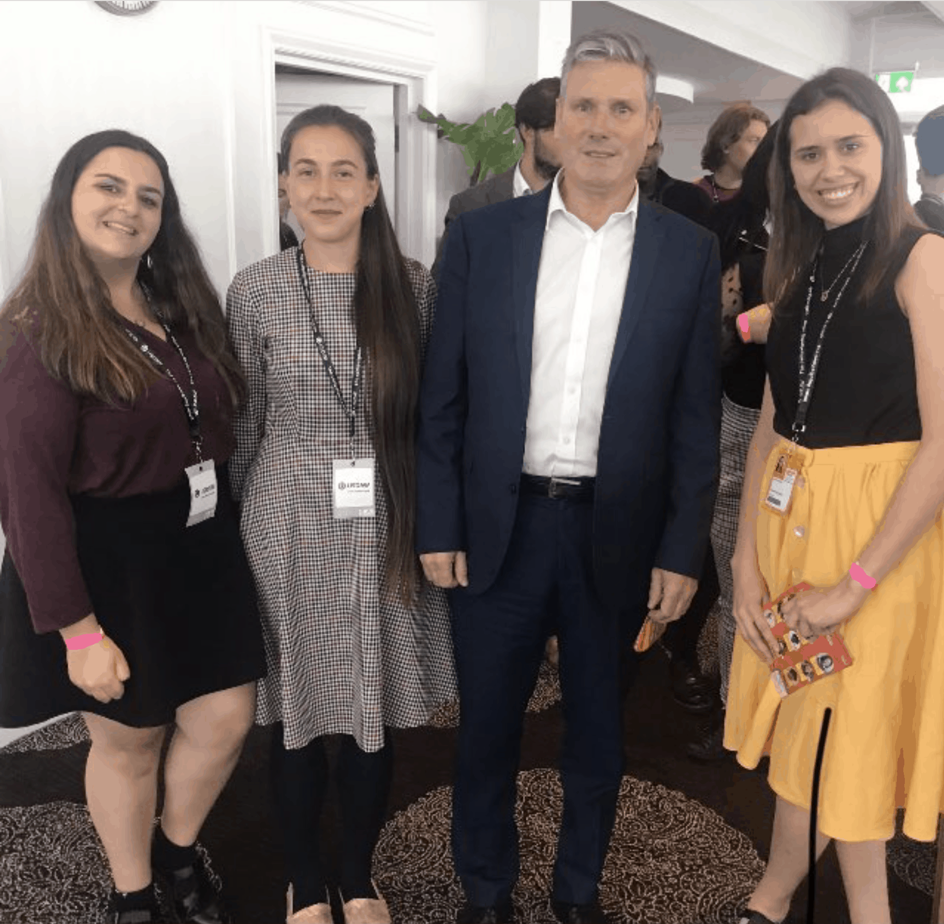 Alexandra Bulat (middle) and Keir Starmer at the Labour Party conference 2021