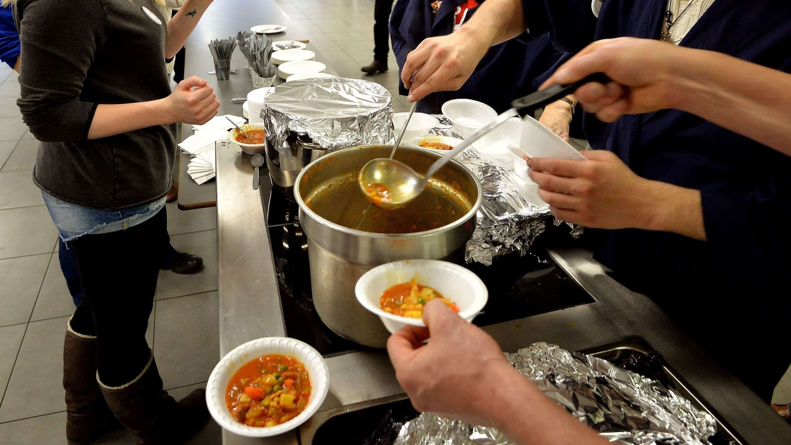 Left Us Heartbroken Primary School Pupils Queueing At Soup Kitchen For Homeless People