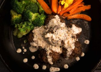 Mushroom & Butter Bean Balls with Twice Roasted Carrots & Broccoli