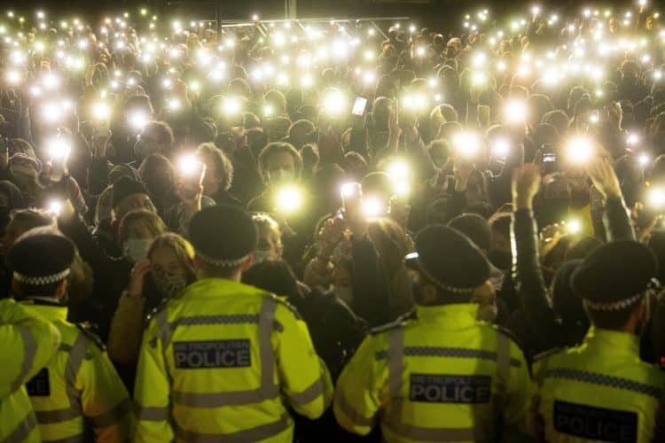File photo dated 13/3/2021 of people in the crowd turn on their phone torches as they gather in Clapham Common, London, for a vigil for Sarah Everard. Former Metropolitan Police officer Wayne Couzens, 48, will appear at the Old Bailey in London, on the first day of a two-day sentence hearing after pleading guilty to the kidnap, rape and murder of Sarah Everard. Issue date: Wednesday September 29, 2021.