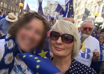 Murielle Stentzel at an anti-Brexit march.