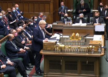 Boris Johnson delivers a statement on the Ukraine in the House of Commons, Westminster. Picture date: Tuesday January 25, 2022.