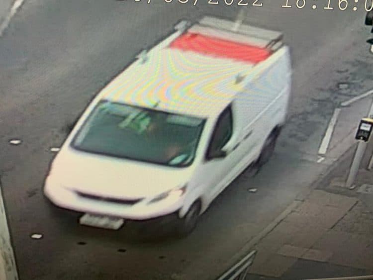 CCTV grab of the white van used by the van thieves. Credit;SWNS