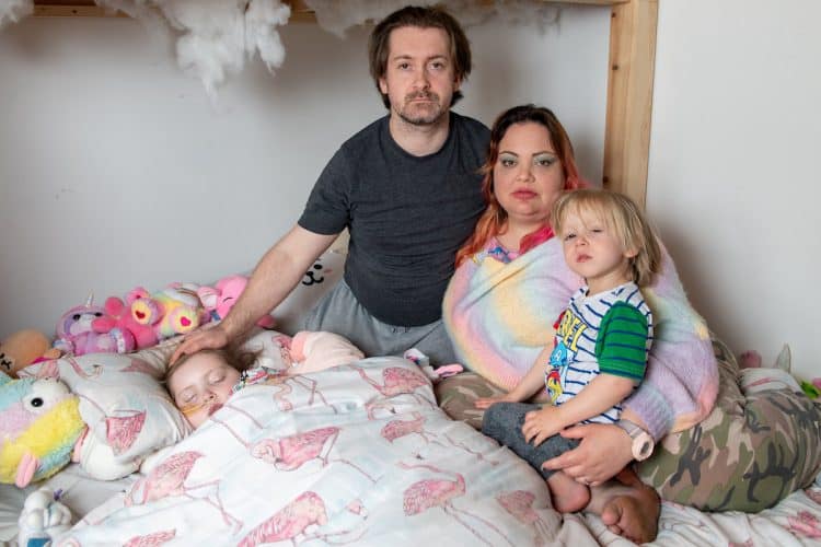 Alexandra Hazell, 35, and husband James Hazell, 35, with son Ryker, 3, and seven year old daughter Anastasia Hazell. Credit;SWNS