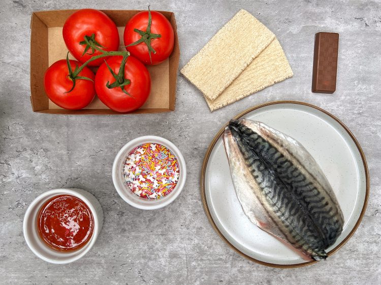 I cooked a meal using the only foods that are getting cheaper mackerel and tomato salad