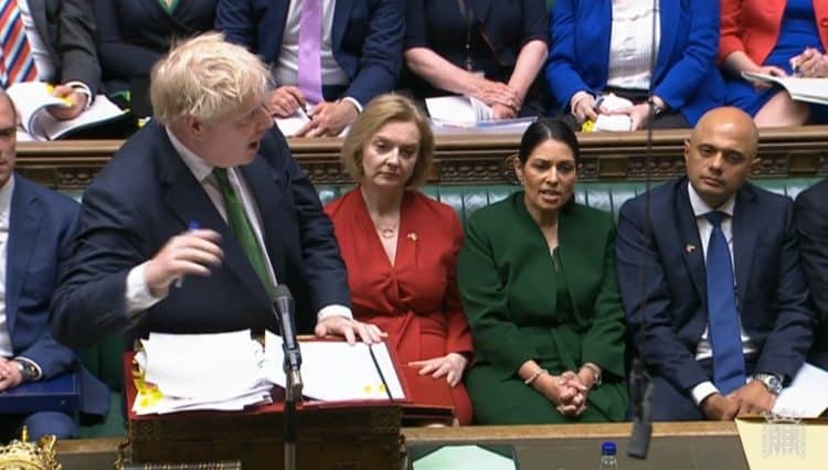 Prime Minister Boris Johnson speaks during Prime Minister's Questions in the House of Commons, London. Picture date: Wednesday June 8, 2022.