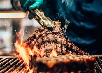 Macellaio RC Soho fassona beef steak on grill