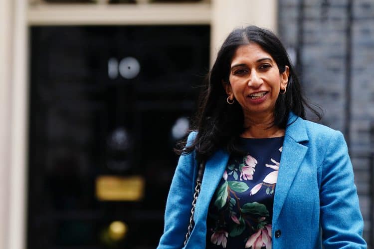File photo dated 26/10/22 of Home Secretary Suella Braverman, leaves Downing Street, Westminster, London as Labour will try to force the Government to publish its assessments of Suella Braverman's security breach, as the backlash grows against her reappointment as Home Secretary just six days after she was forced out. Prime Minister Rishi Sunak has resisted demands to launch an inquiry into Ms Braverman breaking the Ministerial Code by sharing a sensitive document with a Tory backbencher from a personal email without permission. Issue date: Saturday October 29, 2022.
